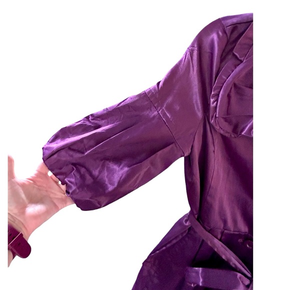 Satin Women’s Jacket Sz S Purple Ruffles Balloon Sleeve Party whimsy Artsy GUC - Picture 10 of 16